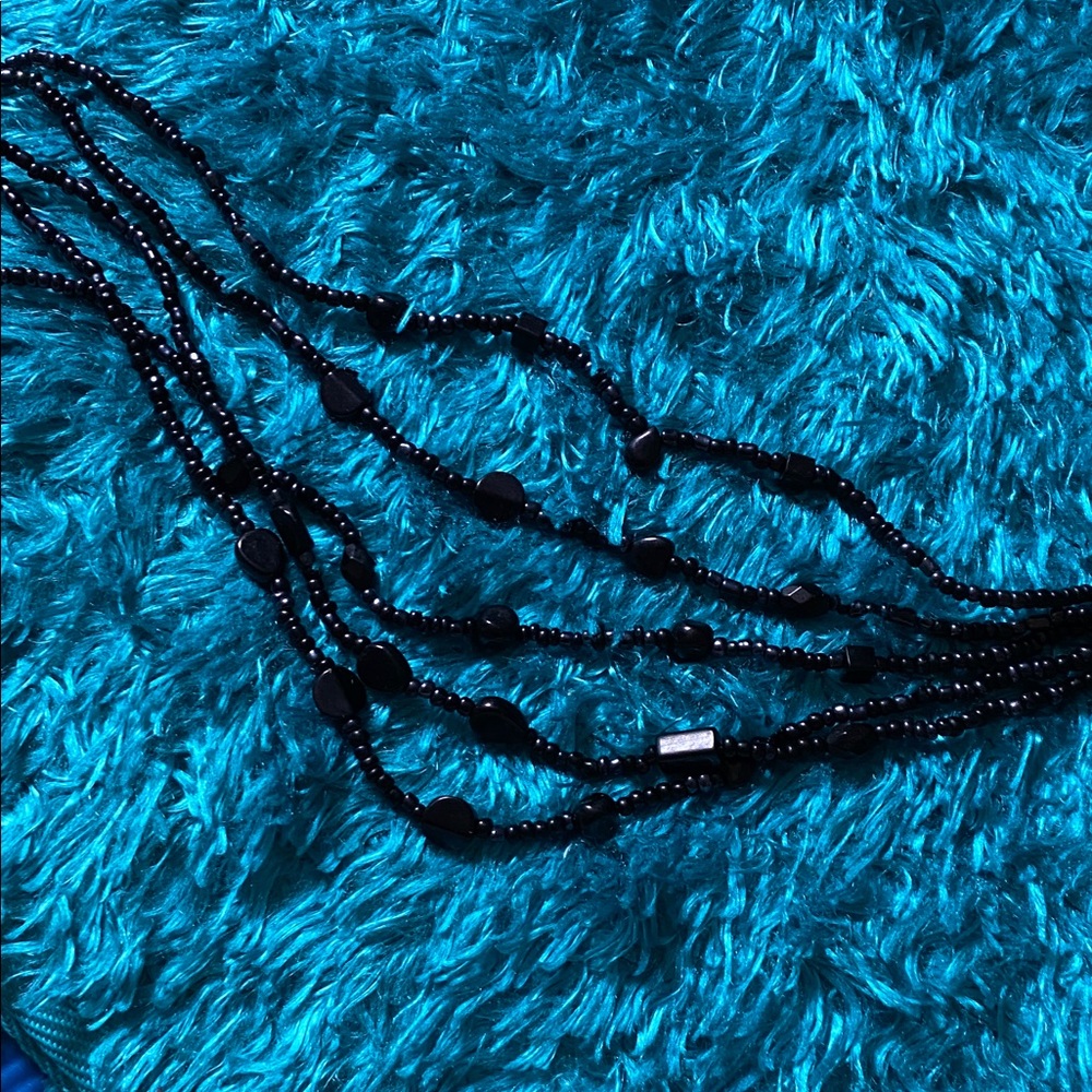 Black Five-Strand Beaded Necklace - Picture 10 of 16